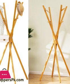 Bamboo Coat Rack Stand Clothes Rail Rack Foldable Space Saving for Living Room Bedroom
