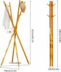 Bamboo Coat Rack Stand Clothes Rail Rack Foldable Space Saving for ...