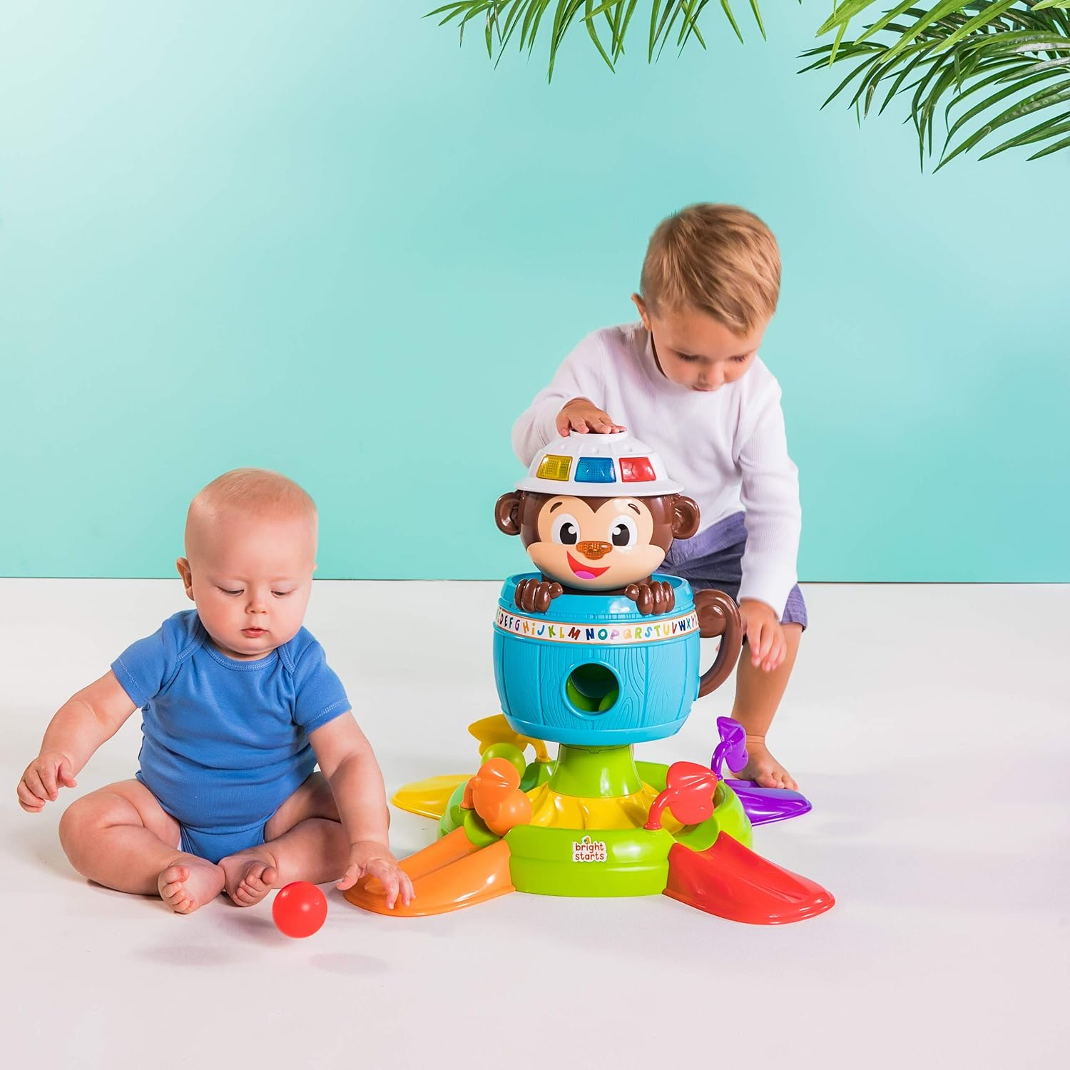 Bright Starts Hide 'N Spin Monkey Ball Popper Musical Activity Toy, Ages 6 Months +