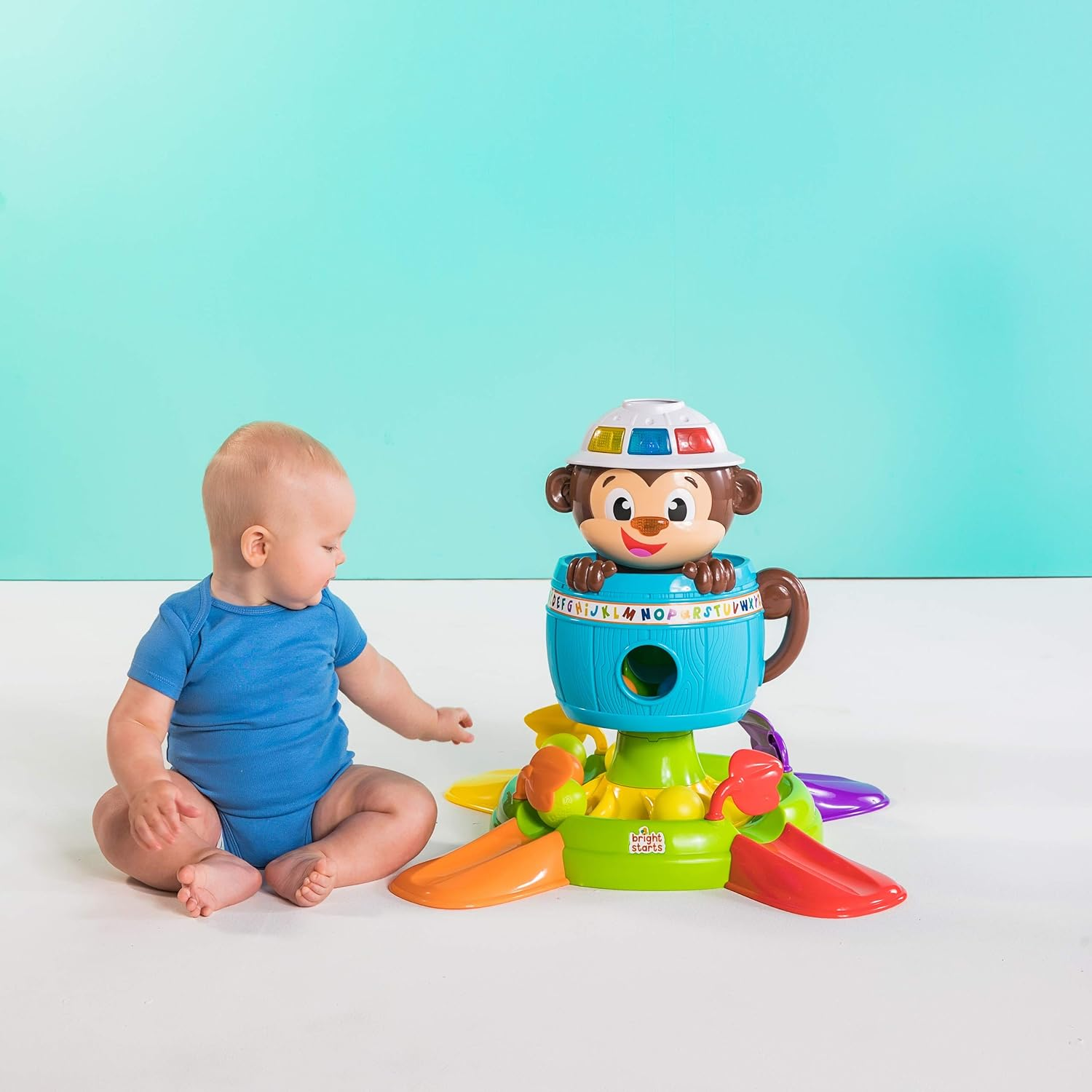 Bright Starts Hide 'N Spin Monkey Ball Popper Musical Activity Toy, Ages 6 Months +