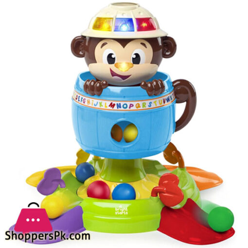 Bright Starts Hide 'n Spin Monkey Ball Popper Musical Activity Toy, Ages 6 Months +