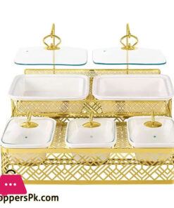 Brilliant 5 Portion Buffet Dish With Golden Stand Serving Dish With Candle Stand - Image 2