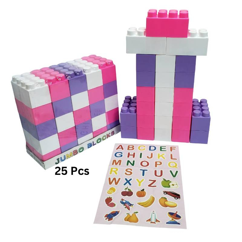Building Block Pink 25 Pcs Shrink Pack Ap0323-B