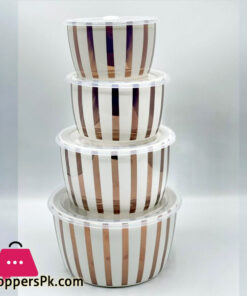 Ceramic Ware Bowl Set With Plastic Lid Microwave Safe Set Of 4 - Image 2