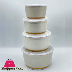 Ceramic Ware Bowl Set With Plastic Lid Microwave Safe Set Of 4