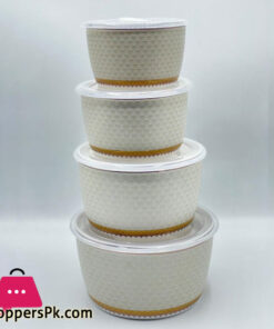 Ceramic Ware Bowl Set With Plastic Lid Microwave Safe Set Of 4 - Image 3