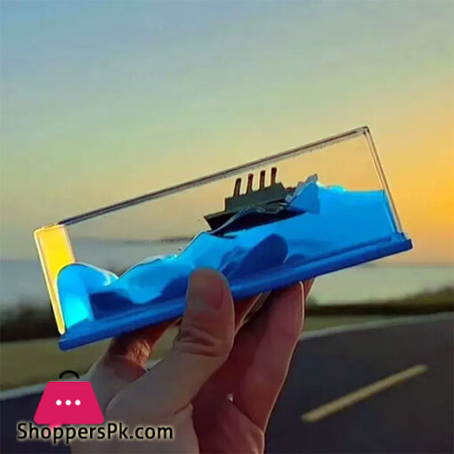 Creative Cruise ship Liquid Drift Bottle Desktop Decoration Hourglass Car Ornament Gift