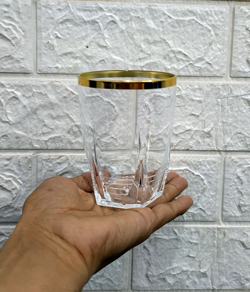 Drinkware Glass Set Of 6 Pcs - Gold Rim