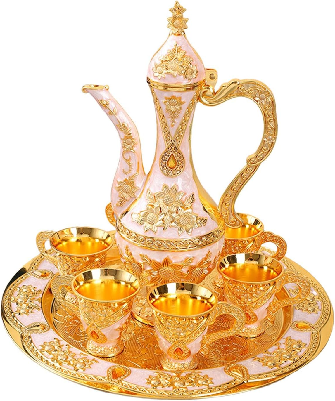 European Kawa Set Turkish Coffee Set Beverage Drinkware Tea Trays Tea Service Set Water Serving Set For Wedding Dining Room Decoration, White