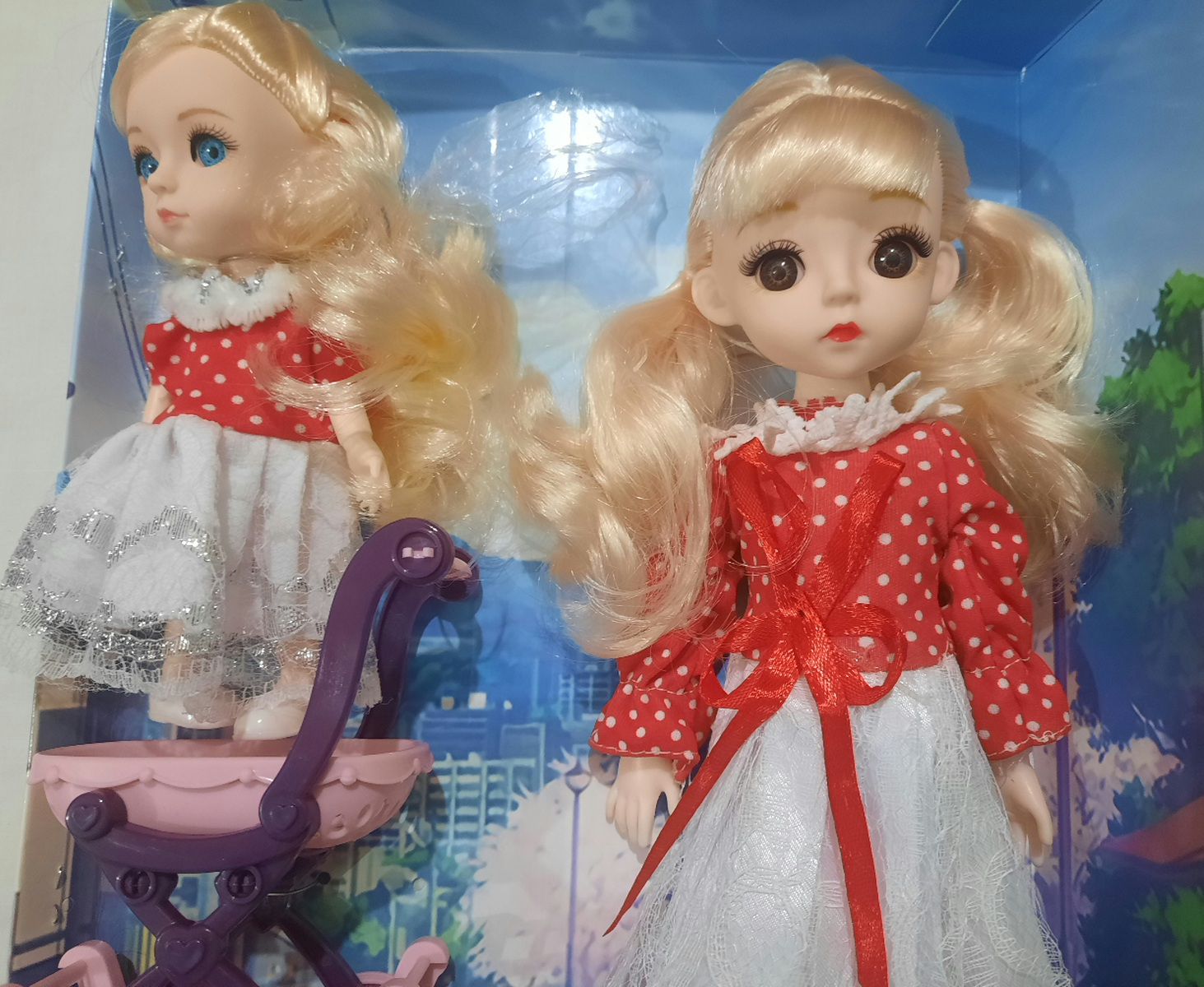 Fashion Doll Set Rubber 2 Doll And Shopping Trolley Set With Premium Dresses And Shoes