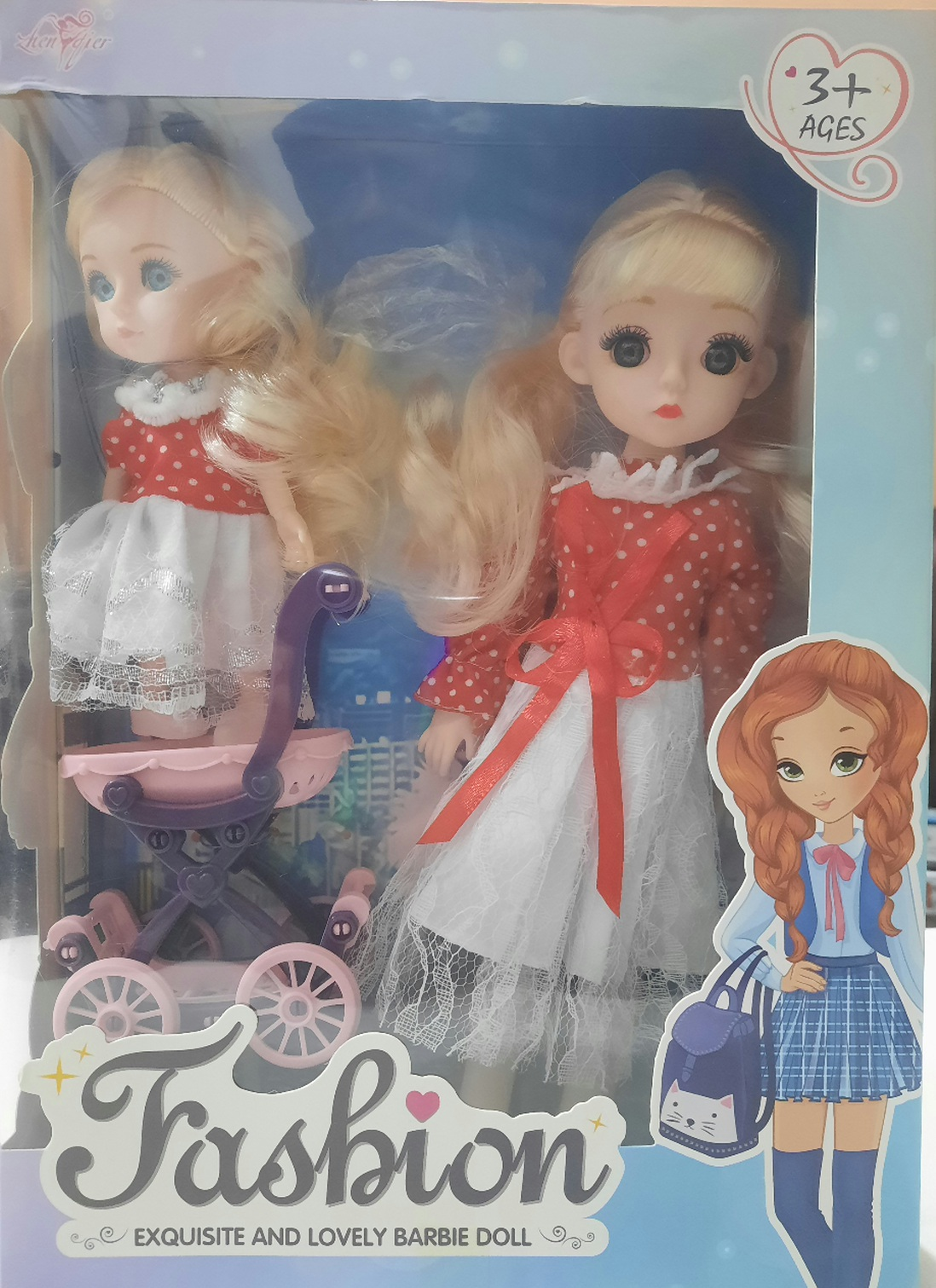 Fashion Doll Set Rubber 2 Doll And Shopping Trolley Set With Premium Dresses And Shoes