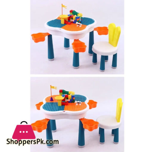 Game Reading Table for Preschool Baby Table and Chairs Set with Build Block