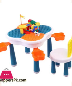 Game Reading Table for Preschool Baby Table and Chairs Set with Build Block