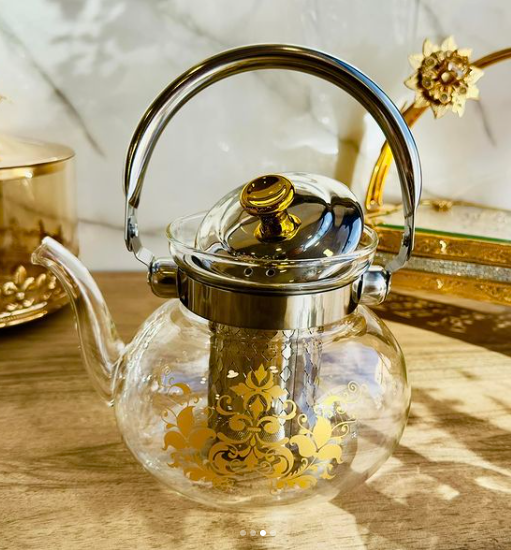 Heat Resistant Glass Teaset Flower Tea Pot Puer Kettle Coffee Teapot-1400Ml