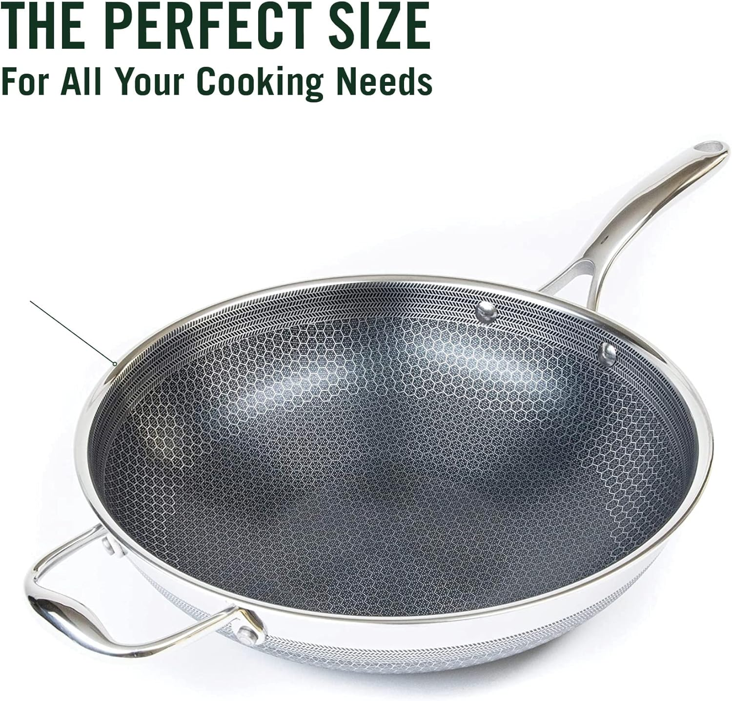 Hybrid Non-Stick Stainless Steel Pan Honey Comb Design 30Cm