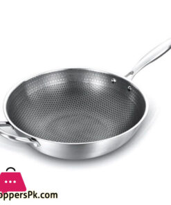 Hybrid Non-Stick Stainless Steel Pan Honey Comb Design 34CM