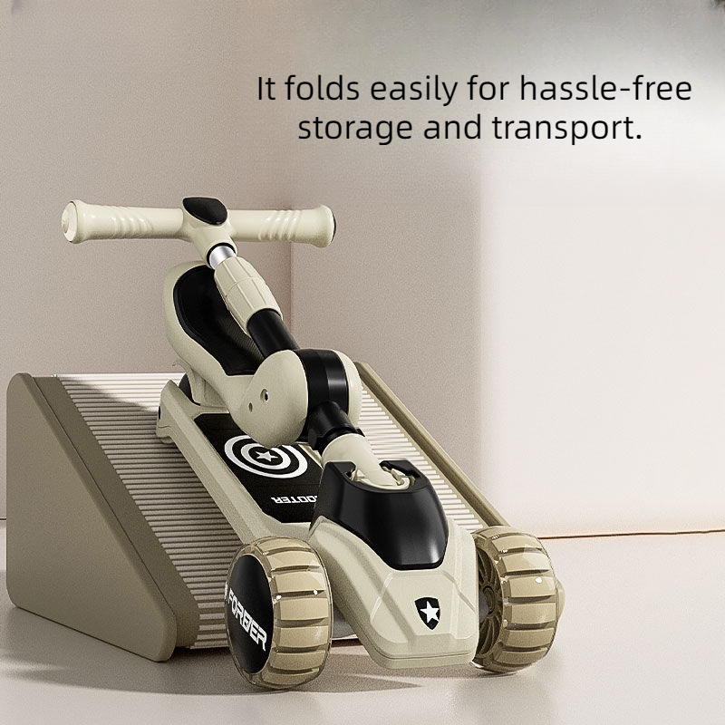 Kids Scooter For Kids Adjustable Height And Removable Seat With 3 Led Wheel