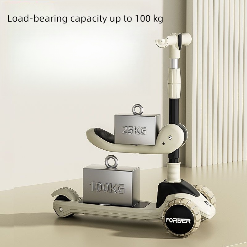 Kids Scooter For Kids Adjustable Height And Removable Seat With 3 Led Wheel