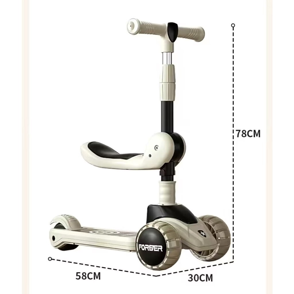 Kids Scooter For Kids Adjustable Height And Removable Seat With 3 Led Wheel