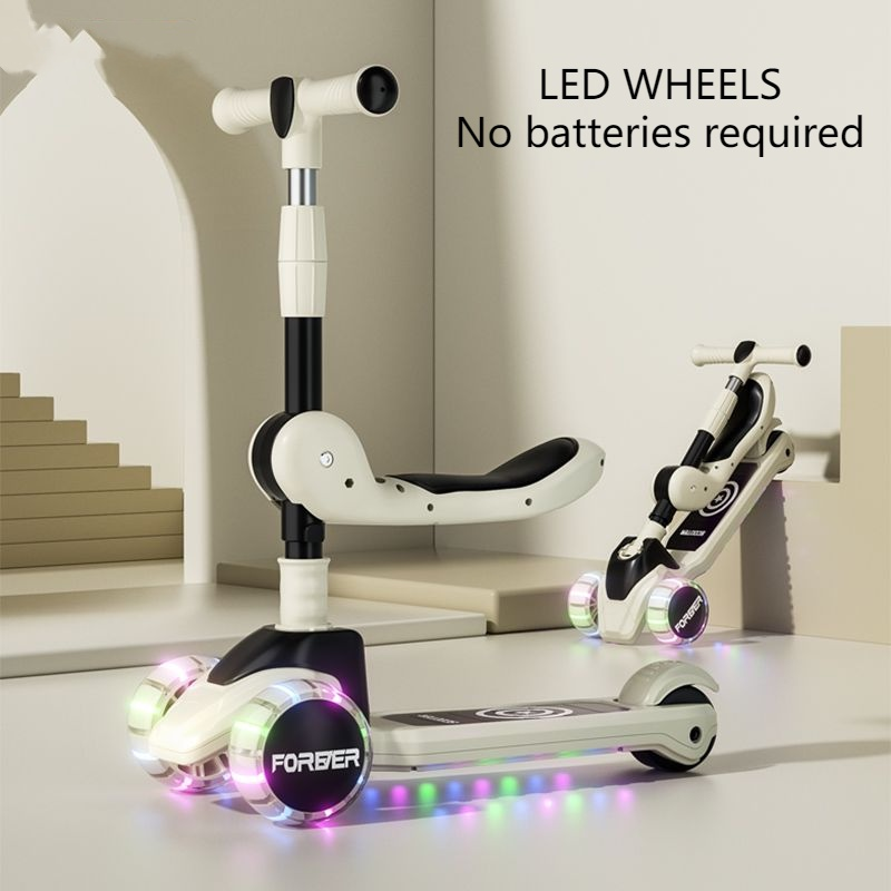 Kids Scooter For Kids Adjustable Height And Removable Seat With 3 Led Wheel