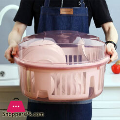 Kitchen Dish Rack with Cover Drainer Rack with Lid