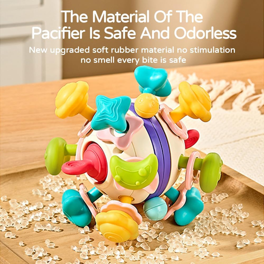Manhattan Ball Baby Sensory Teething Teether Toy Grasp Training Toys Baby Teething Ball Rattle Infant Toy Educational Learning Toys For Baby