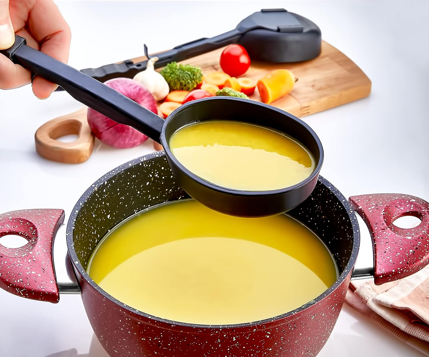 2In1 Multifunctional Colander Spoon And Ladle All In One  Fireproof Non Stick Quality Premium Unique Kitchen Gadget