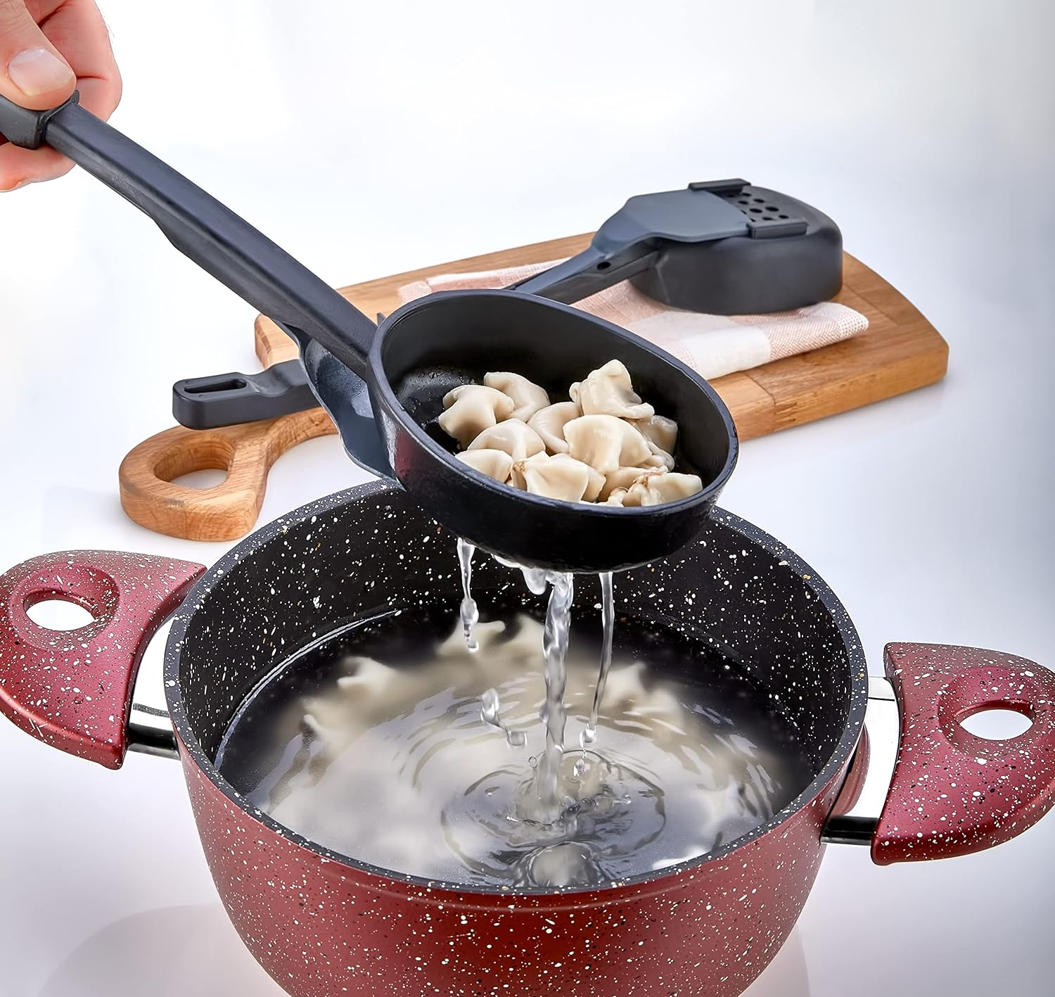 2In1 Multifunctional Colander Spoon And Ladle All In One  Fireproof Non Stick Quality Premium Unique Kitchen Gadget