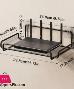 Multifunctional Router Storage Rack, Wall Mounted Black Carbon Steel Storage Rack For Home - Image 2