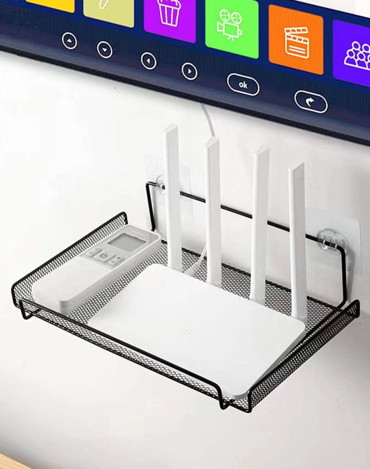 Multifunctional Router Storage Rack, Wall Mounted Black Carbon Steel Storage Rack For Home