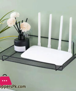 Multifunctional Router Storage Rack, Wall Mounted Black Carbon Steel Storage Rack for Home