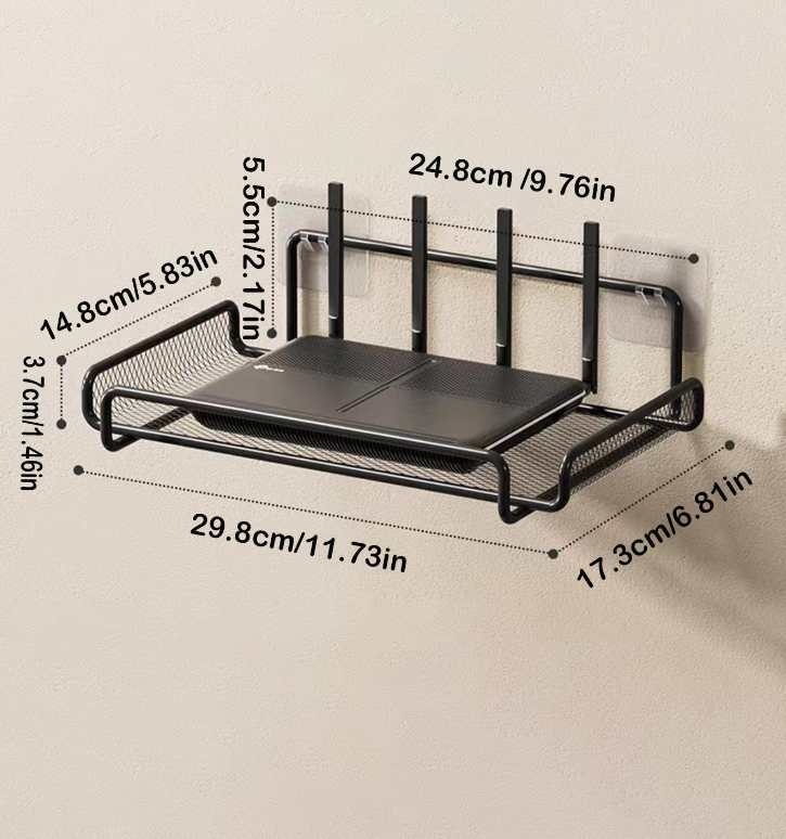 Multifunctional Router Storage Rack, Wall Mounted Black Carbon Steel Storage Rack For Home