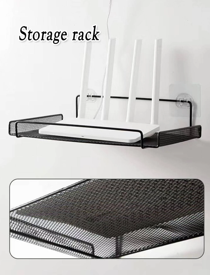 Multifunctional Router Storage Rack, Wall Mounted Black Carbon Steel Storage Rack For Home