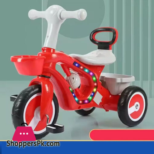 New Children's Tricycle with Auxiliary Wheels Music and Lights Baby Walker Tricycle
