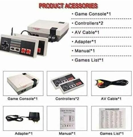 Tv Video Game Console For Nes Classic 8 Bit Game Player Built-In 620 Games + Dual Controllers