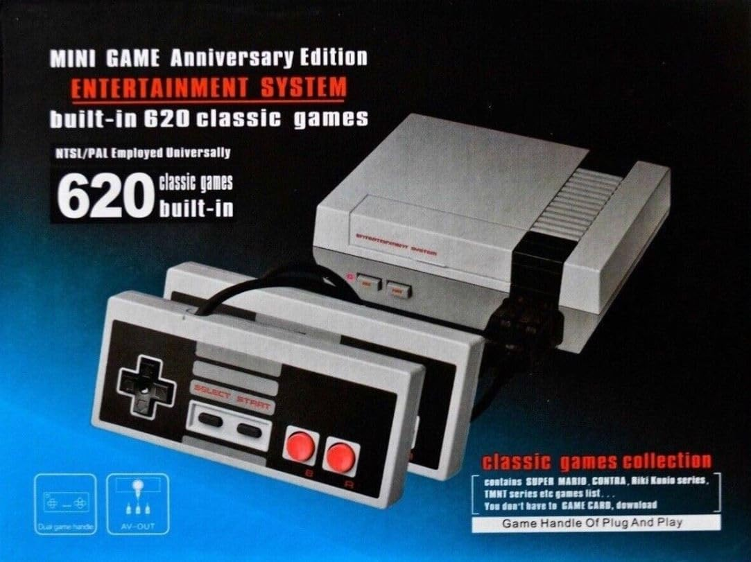 Tv Video Game Console For Nes Classic 8 Bit Game Player Built-In 620 Games + Dual Controllers