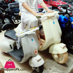 12V Large Vintage Electric Vespa Style Bike For Kids 3 Wheel Motorcycle