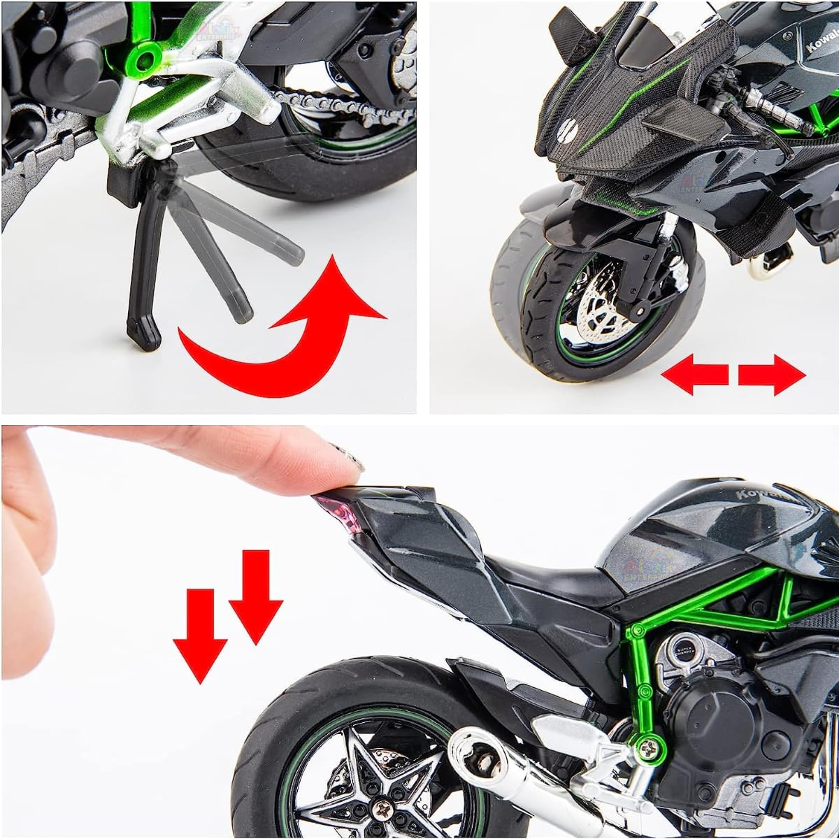 1:12 Kawasaki Ninja H2R Pull Back Motorcycle Die Cast Model Motorcycle