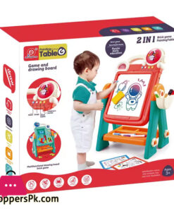 2 IN 1 Double Side Educational Brick Game Toy Painting Table Kids DIY Magic Drawing Board