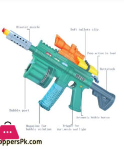 3 In 1 Bubble Gun With Soft Dart Blaster 8 Music Tones &Amp; Light Bubble Blower With 2 Bottles Of Bubble Solution (50Ml), 8 Soft Bullets 11 3 In 1 Bubble Gun With Soft Dart Blaster 8 Music Tones &Amp; Light Bubble Blower With 2 Bottles Of Bubble Solution (50Ml), 8 Soft Bullets - Image 2