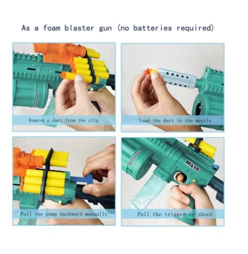 3 In 1 Bubble Gun With Soft Dart Blaster 8 Music Tones &Amp; Light Bubble Blower With 2 Bottles Of Bubble Solution (50Ml), 8 Soft Bullets