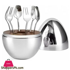 6Pcs Fruit Fork Holder Egg Silver CC-020