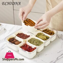 8 Gird Spice Storage Box Seasoning Box Lid Food Grade-Large 16 Spice Storage Box Seasoning Box Lid Food Grade Large Capacity Multi Compartment Fresh Keeping Salt Pepper Storage Kitchen Supplies Seasoning Container
