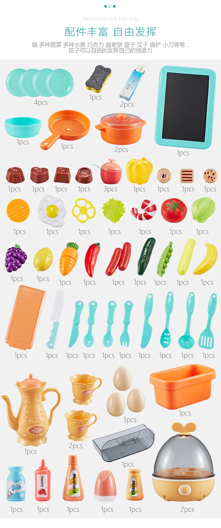 93Cm Large Kitchen Set Kids Play House Toys Set Simulation Sound Light Steam Suit Cook Spray Water