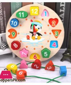 Cartoon Analog Clock Shape Wooden Toy Wooden Shape Color Sorting Clock Teaching Time Number Blocks Clock Shape Patterns Sorting and Animal Puzzle Montessori Early Learning Educational Toy