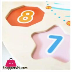 Cartoon Analog Clock Shape Wooden Toy Wooden Shape Color Sorting Clock Teaching Time Number Blocks Clock Shape Patterns Sorting And Animal Puzzle Montessori Early Learning Educational Toy