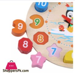 Cartoon Analog Clock Shape Wooden Toy Wooden Shape Color Sorting Clock Teaching Time Number Blocks Clock Shape Patterns Sorting And Animal Puzzle Montessori Early Learning Educational Toy