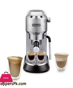 MANUAL ESPRESSO MACHINES NEW Dedica Arte Manual Espresso Coffee Maker with new milk frothing function - Silver Stainless Steel EC885.M