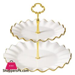Royal Elegant Two Tier Pastry Stand With Golden Silver Edgesbeautiful Pastry Stand For Cookies Cupcakes Candies
