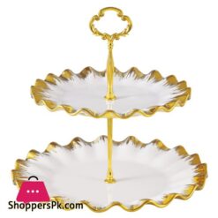 Royal Elegant Two Tier Pastry Stand With Golden Silver Edgesbeautiful Pastry Stand For Cookies Cupcakes Candies